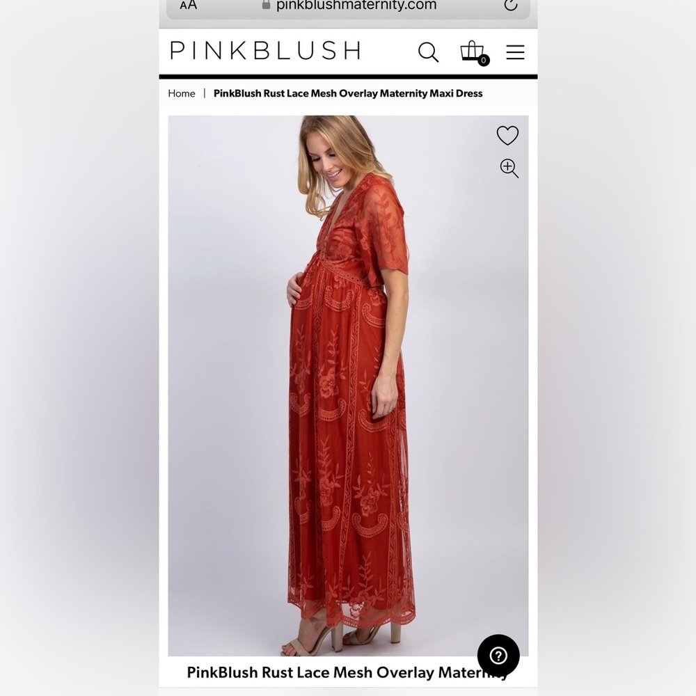 PinkBlush Rust Lace Maternity Maxi Dress